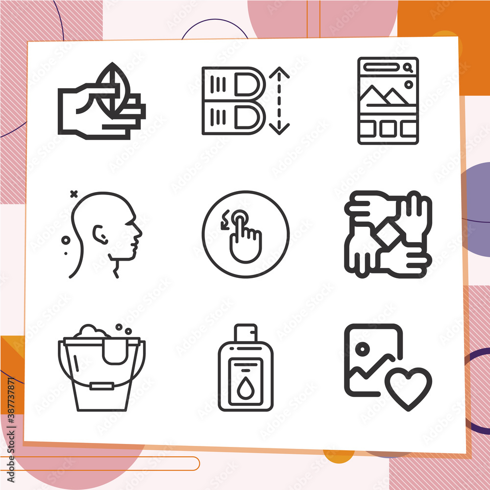 Simple set of 9 icons related to gesture Simple set of 9 icons related to gesture