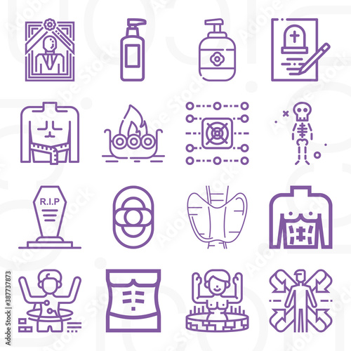16 pack of burial  lineal web icons set