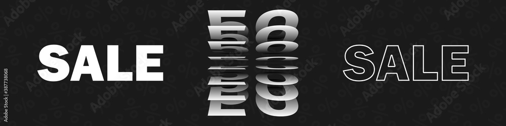 Sale Banner concept design. Discount 50 procent. Flip design. Shape design. Advertising banner trendy design. Vector illustration Sale Banner concept design. Discount 50 procent. Flip design. Shape design. Advertising banner trendy design. Vector illustration