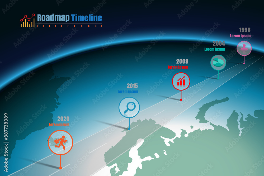 Business roadmap timeline infographic world designed for abstract background template milestone element modern diagram process technology digital marketing data presentation chart Vector illustration Business roadmap timeline infographic world designed for abstract background template milestone element modern diagram process technology digital marketing data presentation chart Vector illustration
