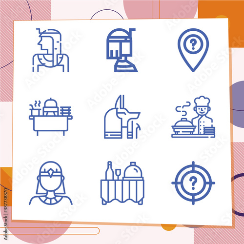 Simple set of 9 icons related to alexandria