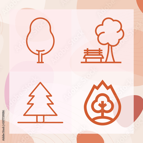 Simple set of willow related lineal icons