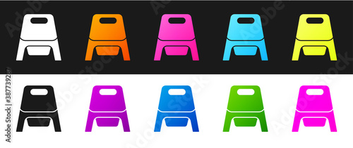 Set Baby potty icon isolated on black and white background. Chamber pot. Vector.