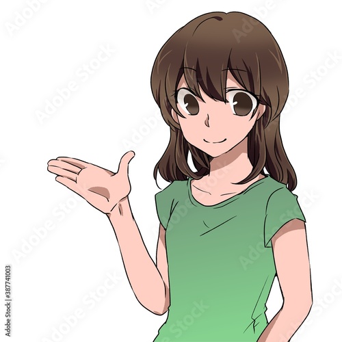 片手をあげた女性