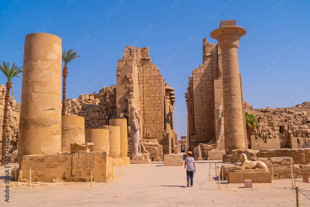 Ruins inside the temple of Karnak, the great sanctuary of Amun. Egypt