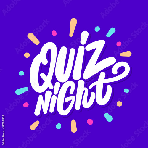 Quiz night. Vector lettering banner