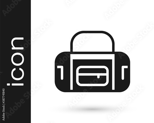 Black Sport bag icon isolated on white background. Vector.