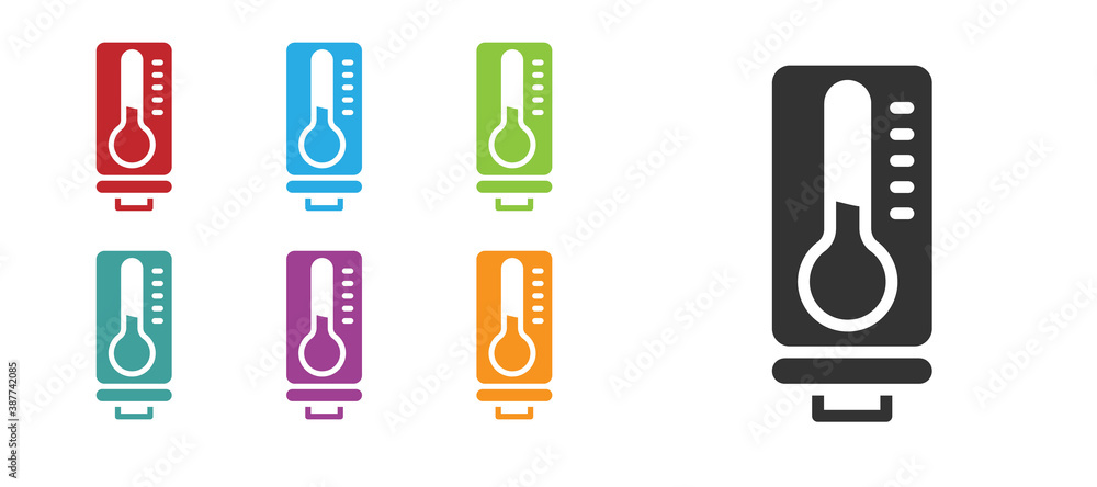 Black Meteorology thermometer measuring heat and cold icon isolated on white background. Thermometer equipment showing hot or cold weather. Set icons colorful. Vector. Black Meteorology thermometer measuring heat and cold icon isolated on white background. Thermometer equipment showing hot or cold weather. Set icons colorful. Vector.
