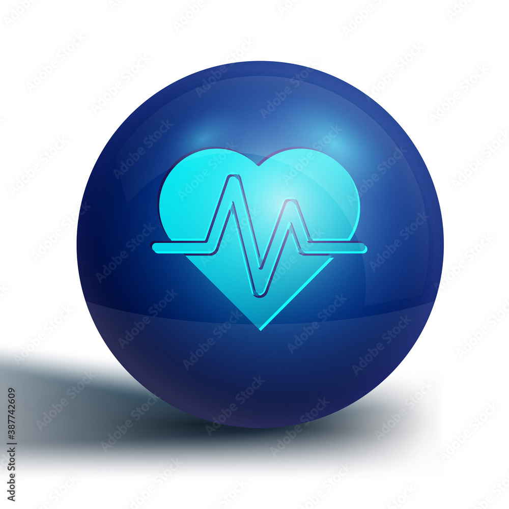 Blue Heart rate icon isolated on white background. Heartbeat sign. Heart pulse icon. Cardiogram icon. Blue circle button. Vector. Blue Heart rate icon isolated on white background. Heartbeat sign. Heart pulse icon. Cardiogram icon. Blue circle button. Vector.