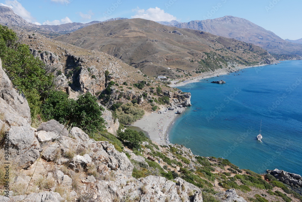Küste Paralia Preveli auf Kreta am Mittelmeer in Griechenland