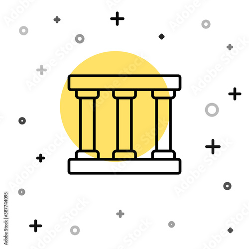 Black line Prison window icon isolated on white background. Random dynamic shapes. Vector.