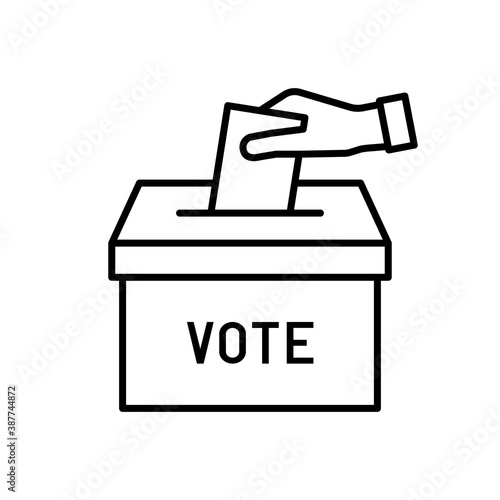Hand voting ballot box sign vector icon