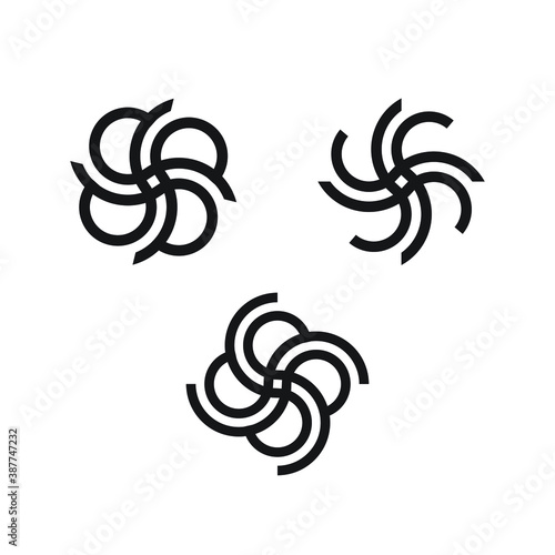 Vortex Circle logo abstract circle shape set collection - spiral motion twirl twist curve rotation spin whirlpool radial warp geometric shape for businesses - spinning circle