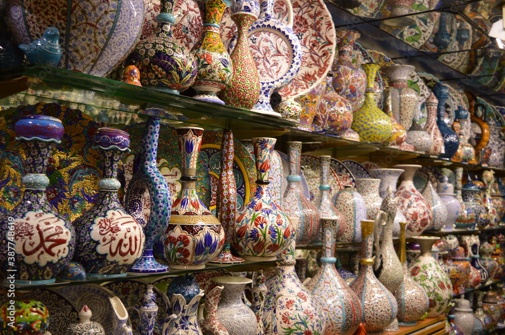 Shopping at the lively Grand Bazaar Market in in Istanbul, Turkey