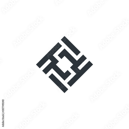 Rhombus Logo - Cube block element perspective geometric abstract design vector line art geometry shape grid mosaic finance business