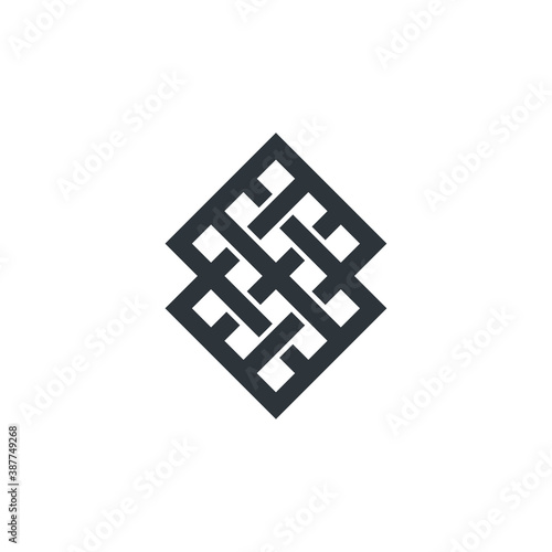 Rhombus Logo - Cube block element perspective geometric abstract design vector line art geometry shape grid mosaic finance business