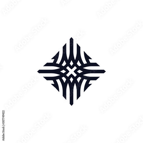 Rhombus Logo - Cube block element perspective geometric abstract design vector line art geometry shape grid mosaic finance business