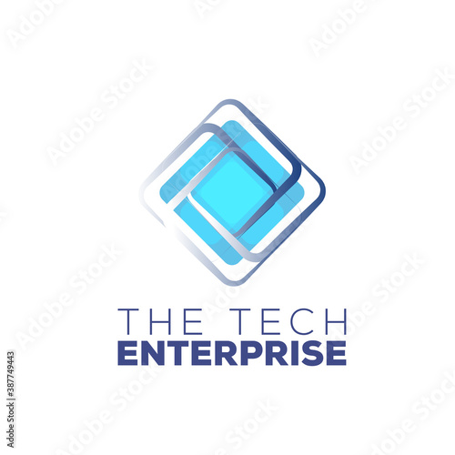 Rhombus Logo - Cube block element perspective geometric abstract design vector line art geometry shape grid mosaic finance business
