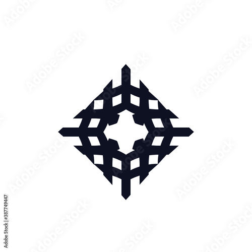 Rhombus Logo - Cube block element perspective geometric abstract design vector line art geometry shape grid mosaic finance business
