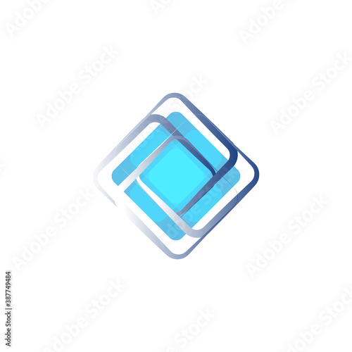 Rhombus Logo - Cube block element perspective geometric abstract design vector line art geometry shape grid mosaic finance business