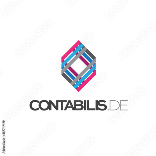 Rhombus Logo - Cube block element perspective geometric abstract design vector line art geometry shape grid mosaic finance business