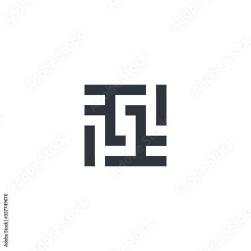 Square Cube Logo - block element perspective geometric abstract design vector line art geometry shape grid mosaic