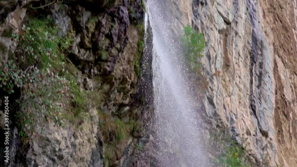 High cliff waterfall Vanturatoarea, Romania. Slow motion
High cliff waterfall Vanturatoarea, Romania. Slow motion
