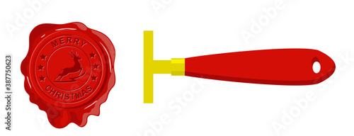 sealing wax red reindeer mark vector illustration