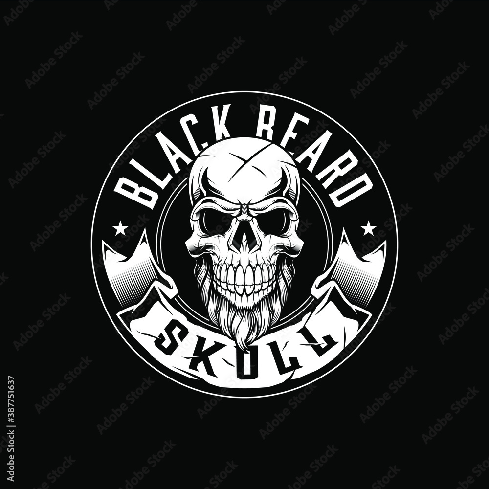 Fototapeta premium beard skull badge illustration