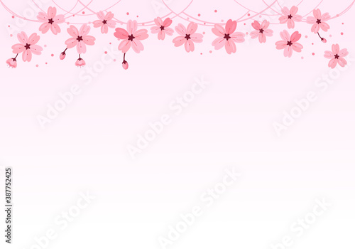 Pink cherry blossom on pink blur background vector. Sakura Japanese flower.