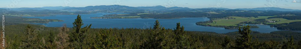 Panoramic view of Lipno reservoir from Vitkuv hradek in Bohemian Forest,Cesky Krumlov District,South Bohemian Region,Czech republic,Europe
Panoramic view of Lipno reservoir from Vitkuv hradek in Bohemian Forest,Cesky Krumlov District,South Bohemian Region,Czech republic,Europe