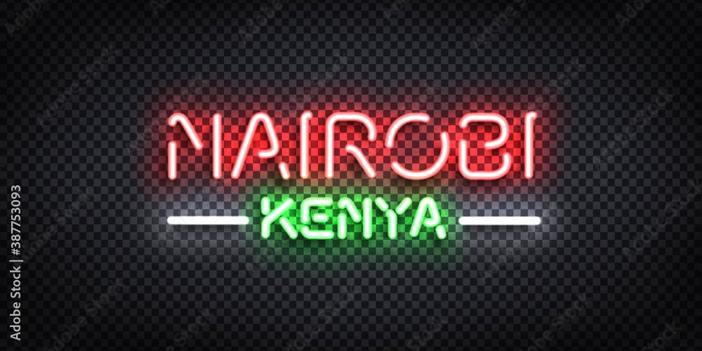 Vector realistic isolated neon sign of Nairobi, Kenya logo for template decoration and invitation covering.