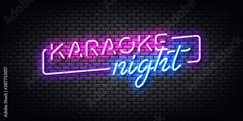 Vector realistic isolated neon sign of Karaoke Night logo for template decoration and invitation covering. Concept of night club and party.