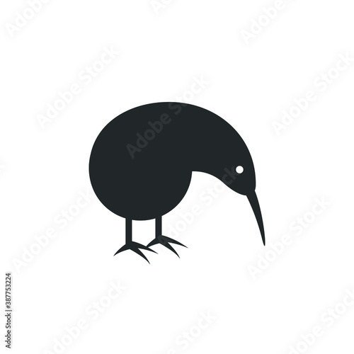 Kiwi bird logo silhouette - animal bird nature wild brown flightless feather beak zoo cartoon funny fauna bird mammal