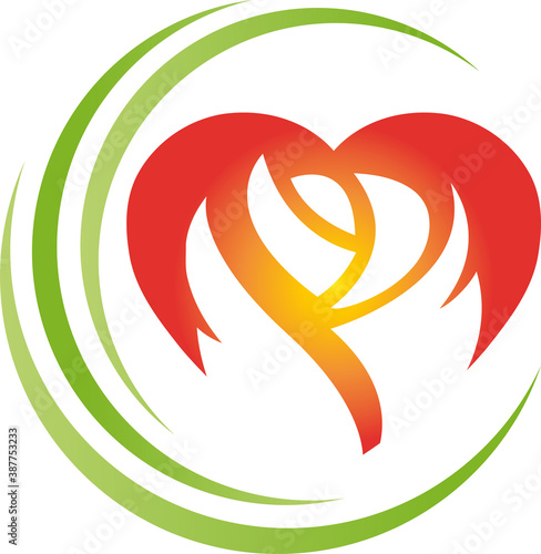 Blume, Rose, Herz, Vektor, Logo