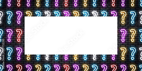 Vector realistic isolated neon sign of Question flyer for template decoration and covering. Concept of trivia night and question.