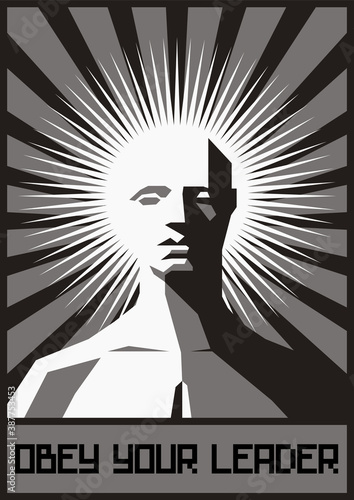Obey your Leader Propaganda Posters Style Illustration 