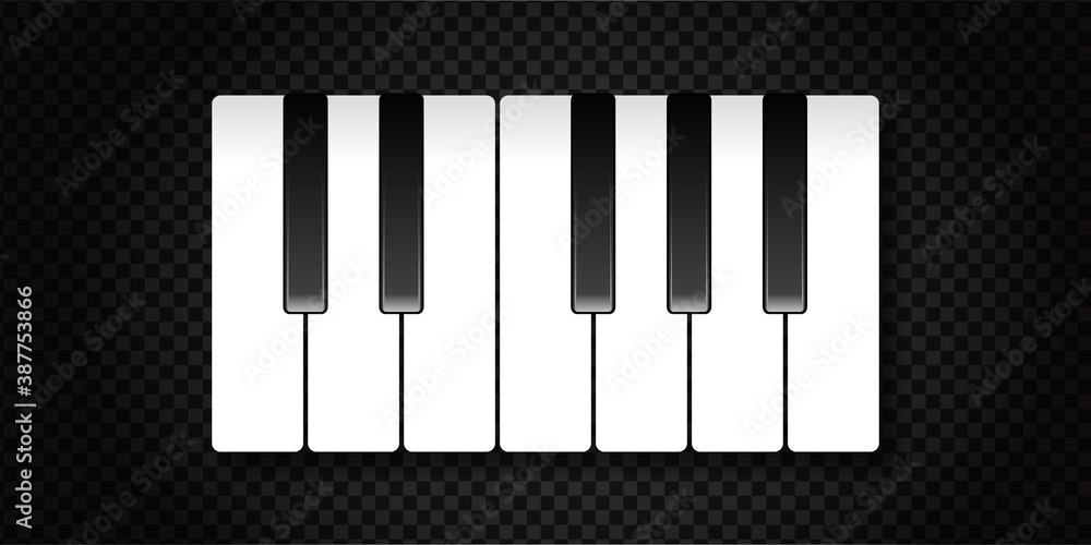 Fototapeta premium Vector realistic isolated piano keyboard for decoration and covering on the transparent background. Concept of music.