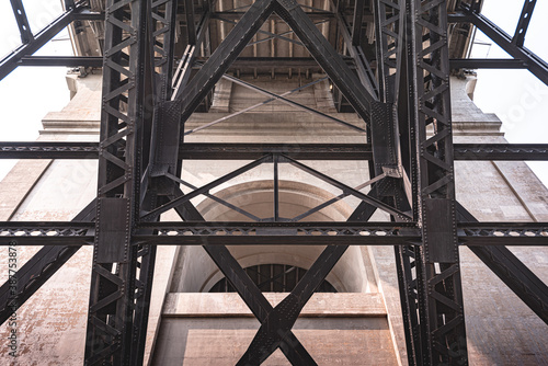 Support girder and pier detail of the Bloor Street bridge in Toronto.