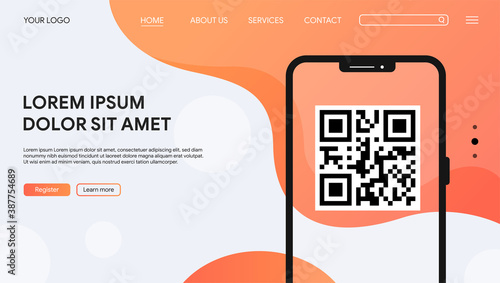 QR Code Scanning Vector Illustration Minimal Concept Landing page