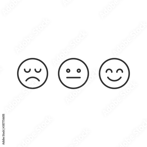 Happy, disappointing and straight emojis icon isolated on white background. Feedback symbol modern, simple, vector, icon for website design, mobile app, ui. Vector Illustration