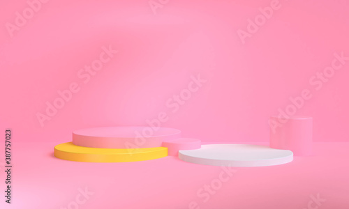 Geometric shape scene minimal style , 3d rendering.