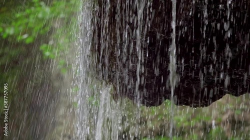 The unique beautiful Bigar waterfall full of green moss, Bozovici, Caras-Severin, Romania. 