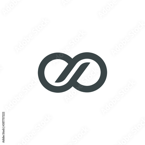 Infinity logo design illustration - infinite vector endless eternity loop motion space element geometric repetitive round eternal 