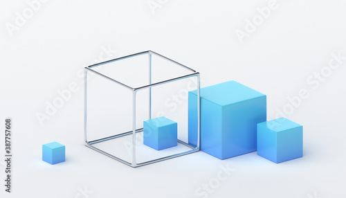 Abstract 3d render, geometric composition, background design