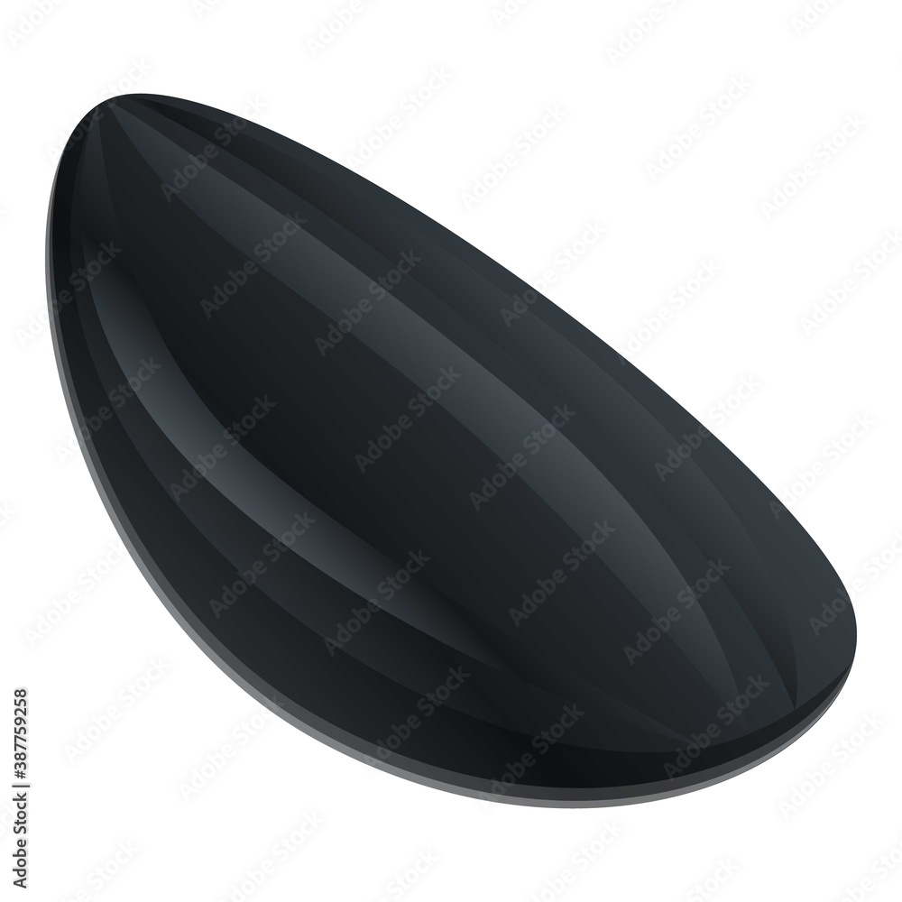 Black seed peel icon. Cartoon of black seed peel vector icon for web design isolated on white background Black seed peel icon. Cartoon of black seed peel vector icon for web design isolated on white background
