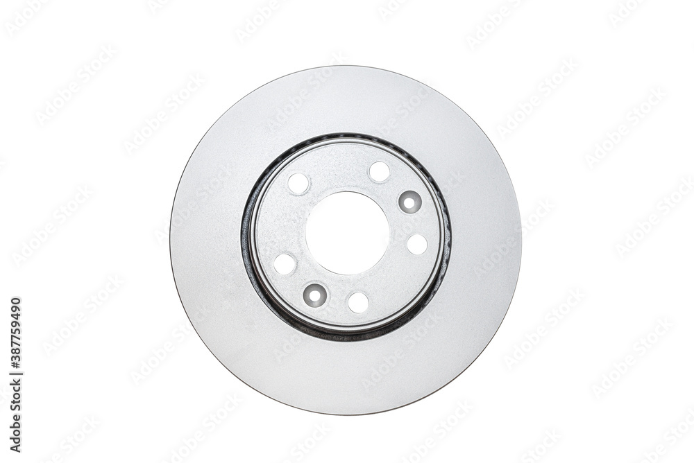Front new brake disc with anti-corrosion coating, isolated on a white background with a clipping path. Front new brake disc with anti-corrosion coating, isolated on a white background with a clipping path.