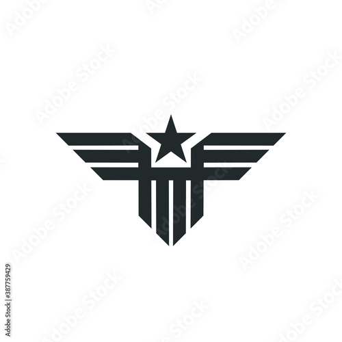 Canvas Print Military Eagle Logo abstract vector - army emblem bird star freedom hawk falcon