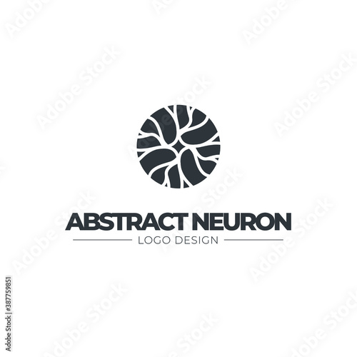 Neuron logo - brain cell science nerve biology neurology medical nervous neural network receptors mind square intelligence connection mental health memory