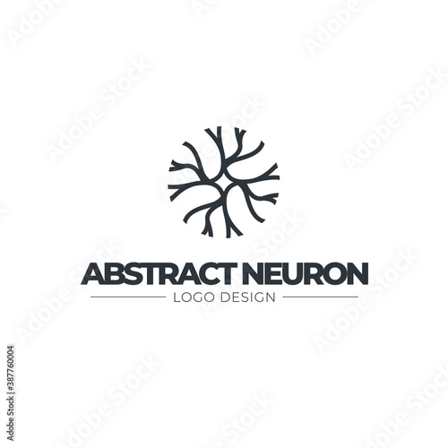 Neuron logo - brain cell science nerve biology neurology medical nervous neural network receptors mind square intelligence connection mental health memory